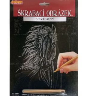 Obrázek z Škrabací obrázek stříbrný - hlava koně 